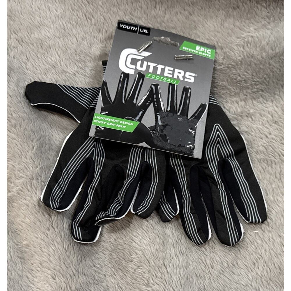 Cutters Football Epic Receiver Gloves Youth Size L/XL Grip Palm NWT‎